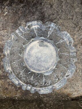 FNG Indonesia Clear Glass Decorative Ashtray Starburst Heavy Duty VTG MCM 70s